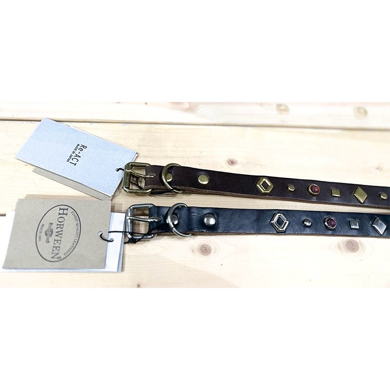 Chromexcel Leather Studs Narrow Belt