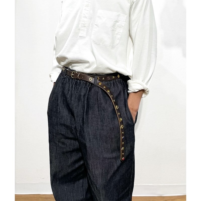 RE.ACT (リアクト）Chromexcel Leather Studs Narrow Belt チョコ